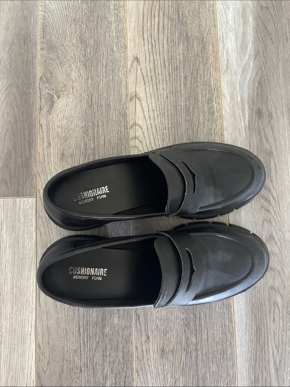 Black Lug-Sole Penny Loafers for Women - Picture 2 of 7